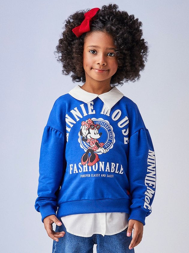 Moletom Infantil Animê Inverno Sem Flanela Minnie Azul Disney
