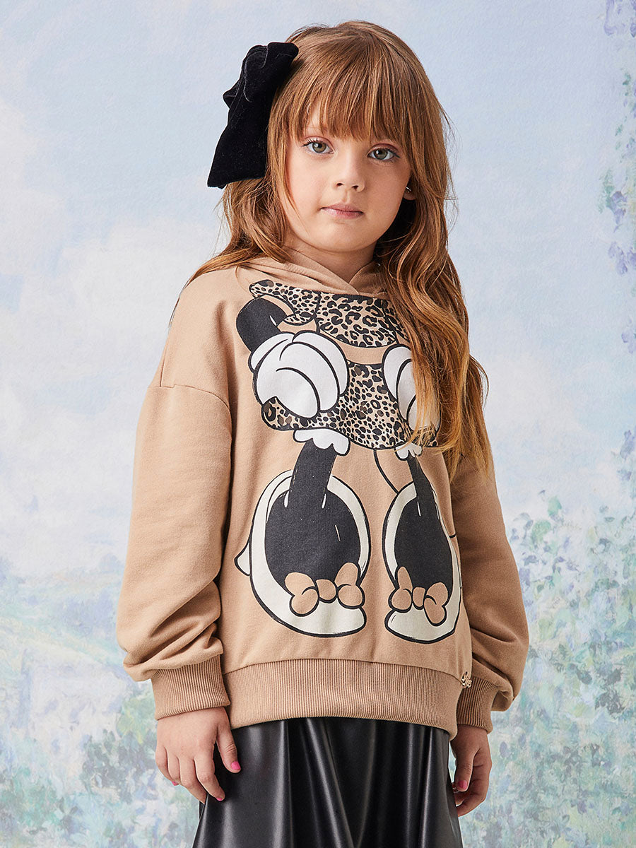 Moletom Infantil Animê Inverno Bege Minnie Disney