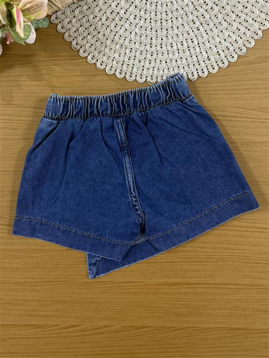 Shorts Saia Infantil Animê Verão Jeans Minnie e Mickey Marinheiros Disney