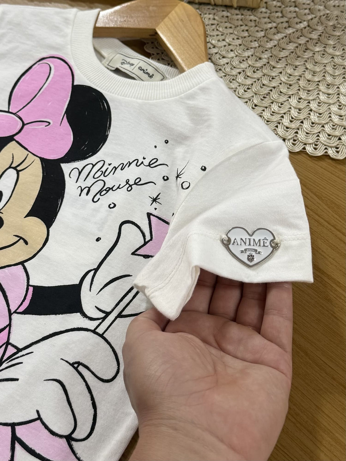 Conjunto Infantil Animê Verão com Saia Balone Rosa e Blusa Branca Minnie Fadinha Disney