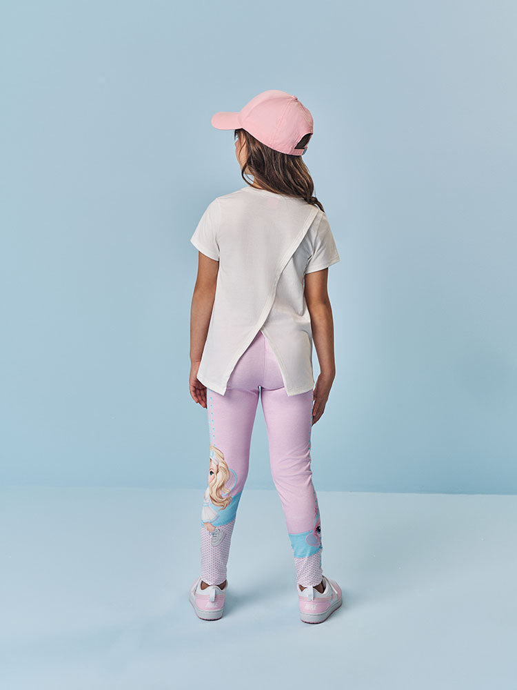 Conjunto Infantil Cinti Verão com Calça Legging Rosa e Blusa Branca Tennis Club