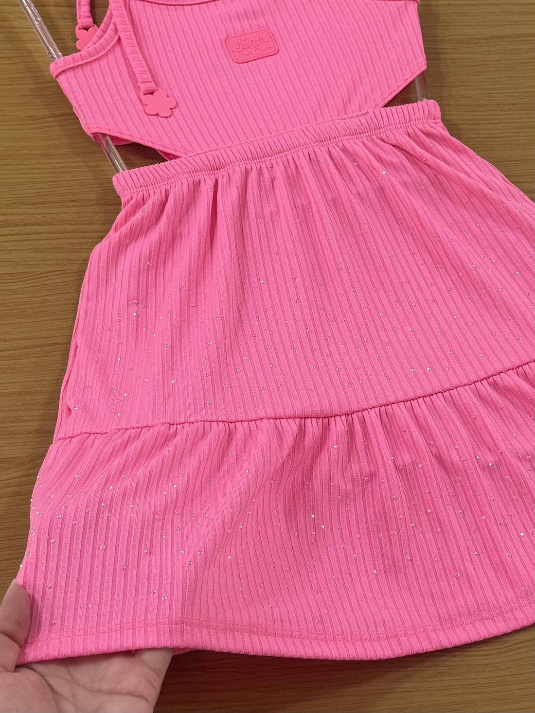 Vestido Infantil Cinti Verão Rosa com Strass