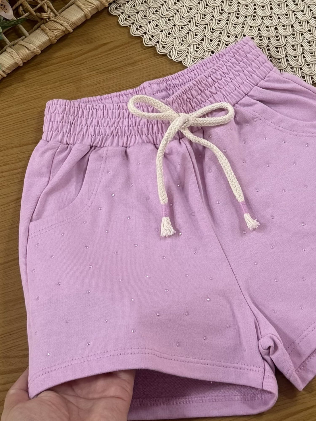 Shorts Infantil Cinti Verão  Lilás com Strass