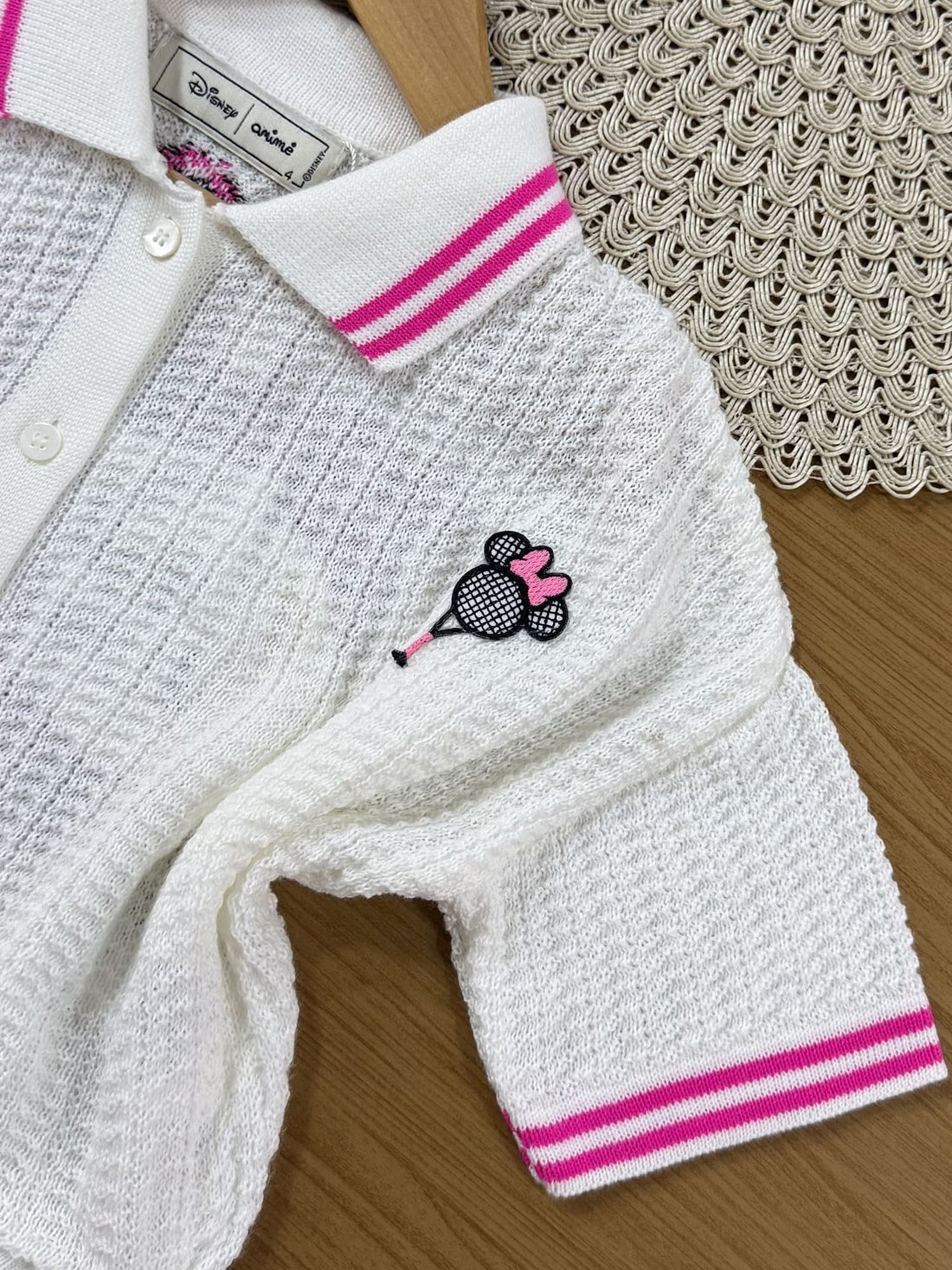 Casaco Infantil Animê Verão em Tricô Branco Minnie Disney