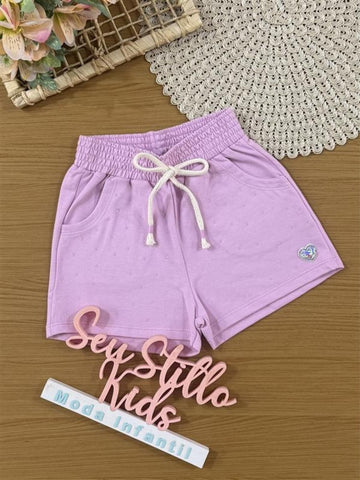 Shorts Infantil Cinti Verão  Lilás com Strass