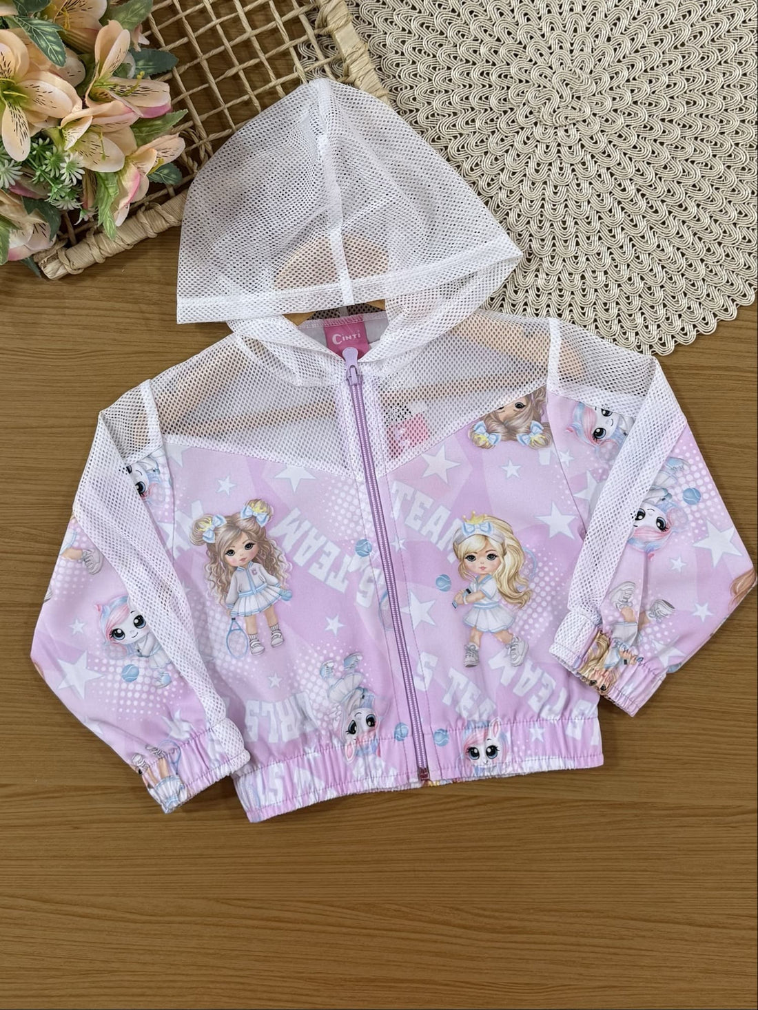 Conjunto Infantil Cinti Verão com Shorts e Jaqueta Rosa Menininha Tênista