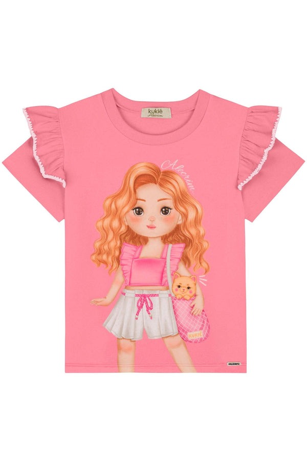 Blusa Infantil Kukiê Verão Rosa Menininha