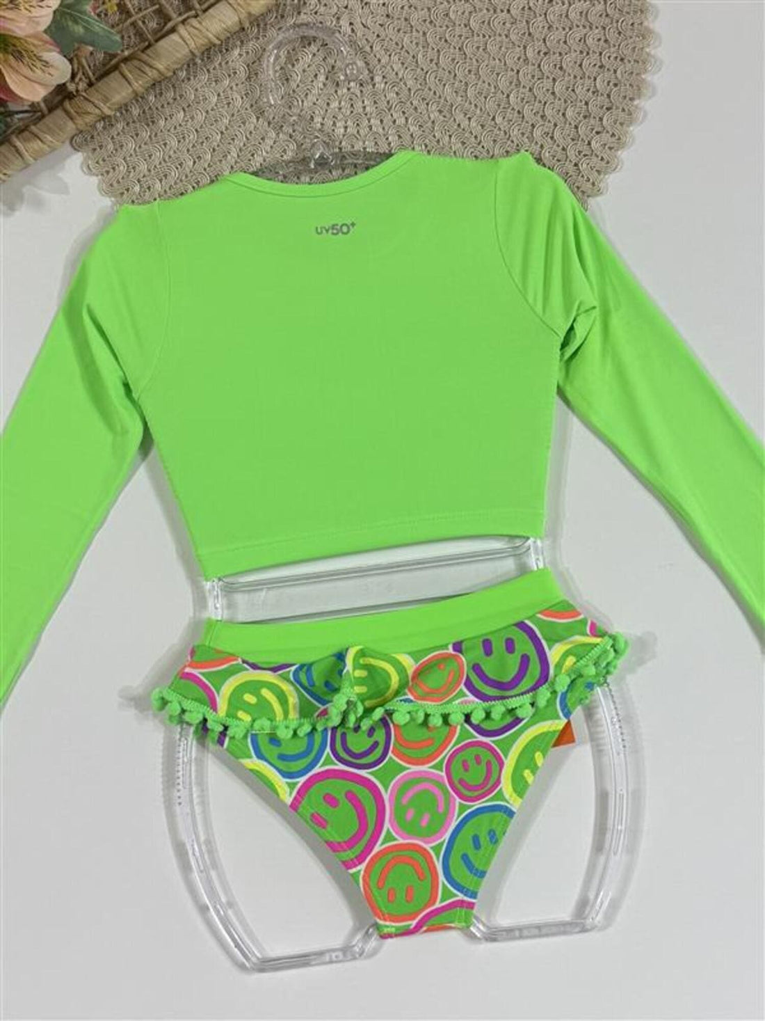 Biquíni Infantil Siri Kids Cropped Manga Longa Bianca Happy Smile 40138