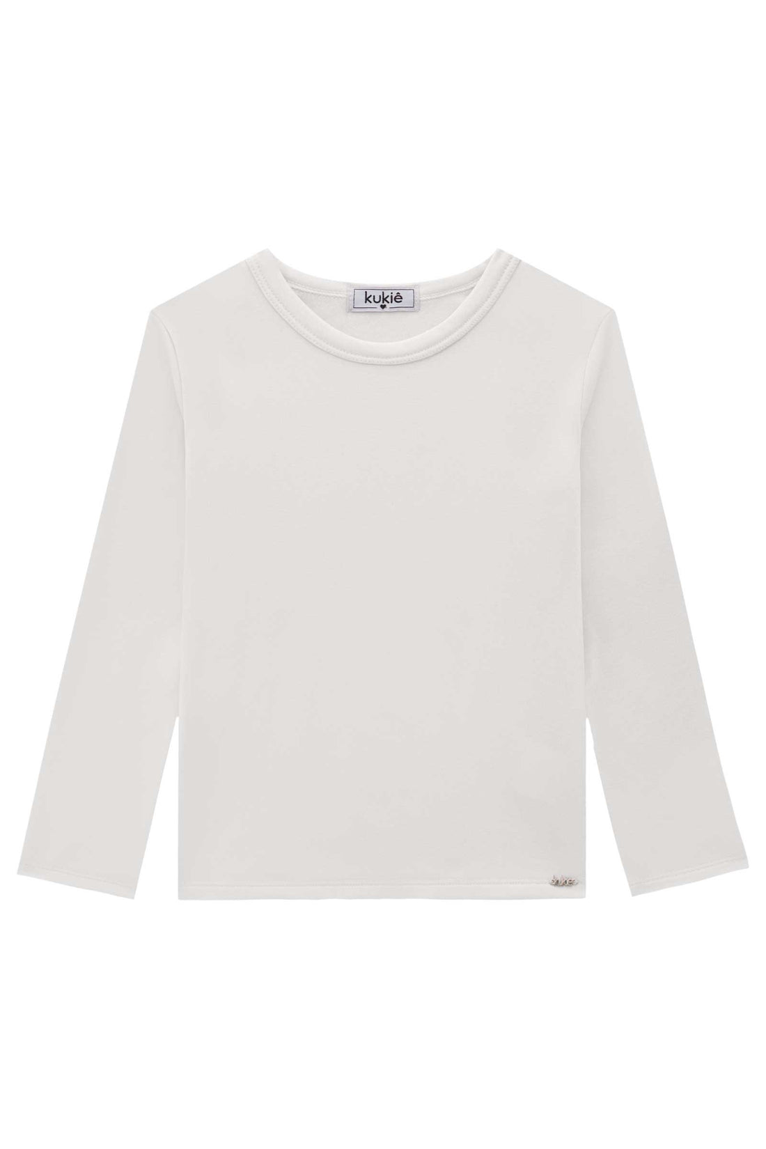 Blusa Infantil Kukie Inverno Manga Longa Branca Básica