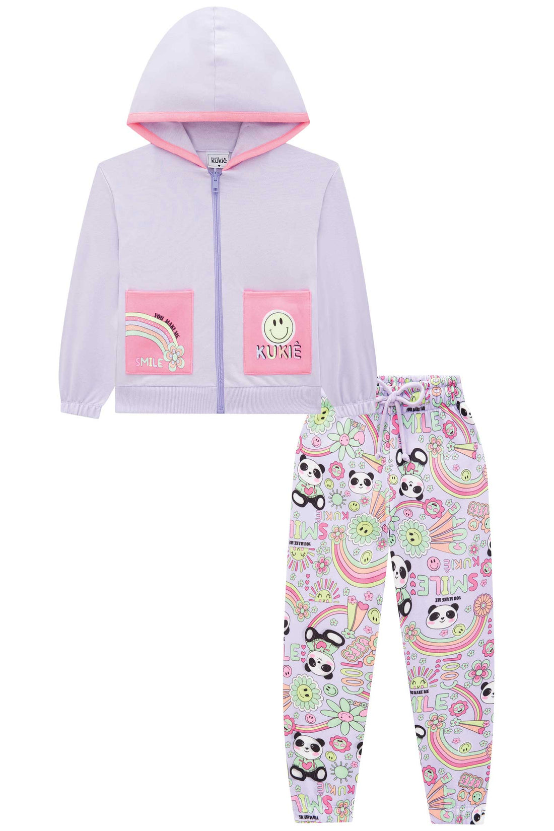 Conjunto Infantil Kukie Inverno Calça e Jaqueta Lilás Diversão