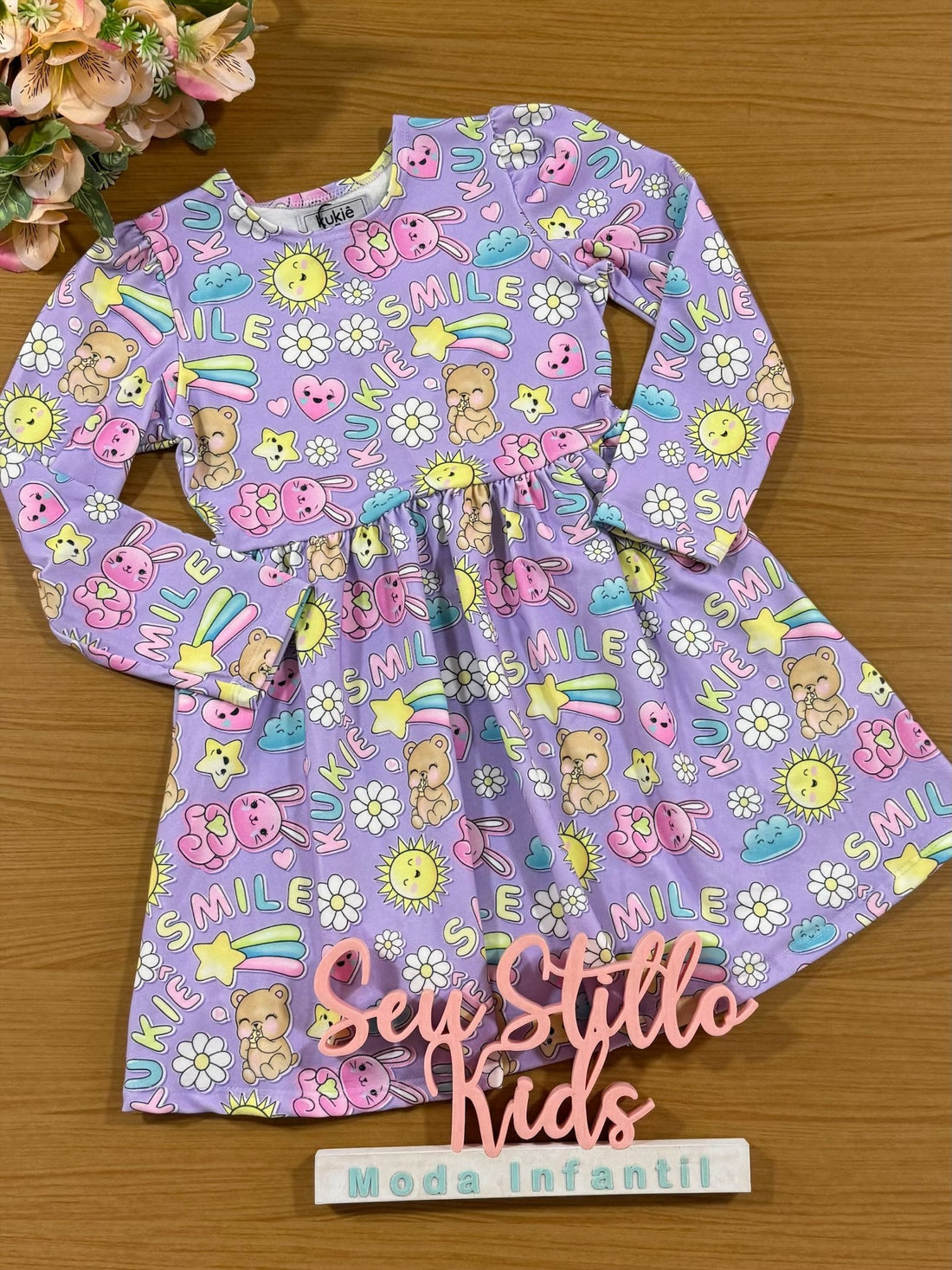 Vestido Infantil Kukie Inverno Smile com Colete Pelinhos