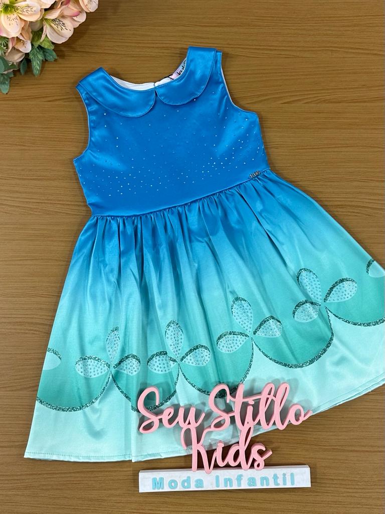 Vestido Infantil Kukie Verão Azul Princesa Poppy Trolls – Seu