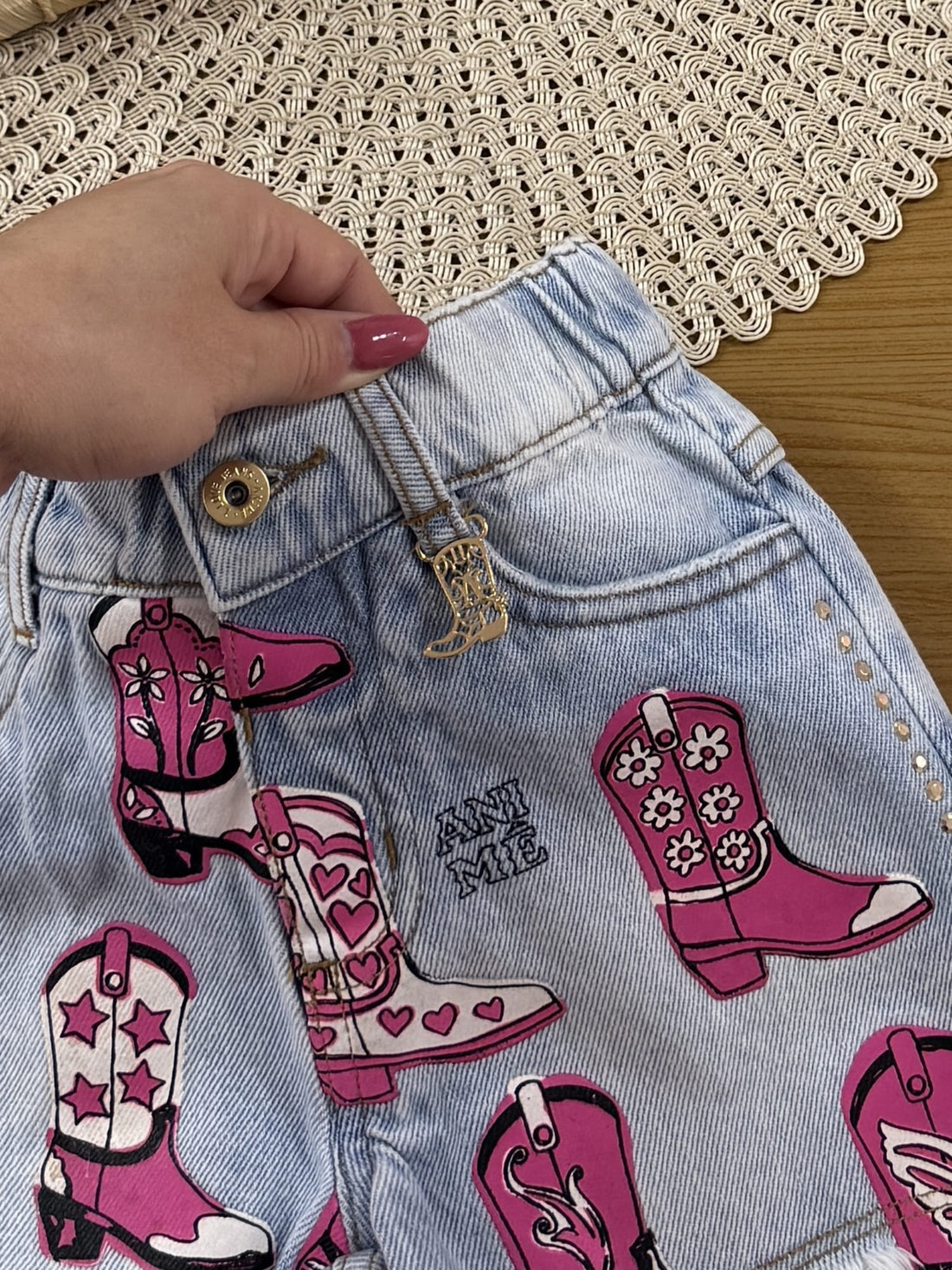 Shorts Infantil Animê Verão Jeans Country