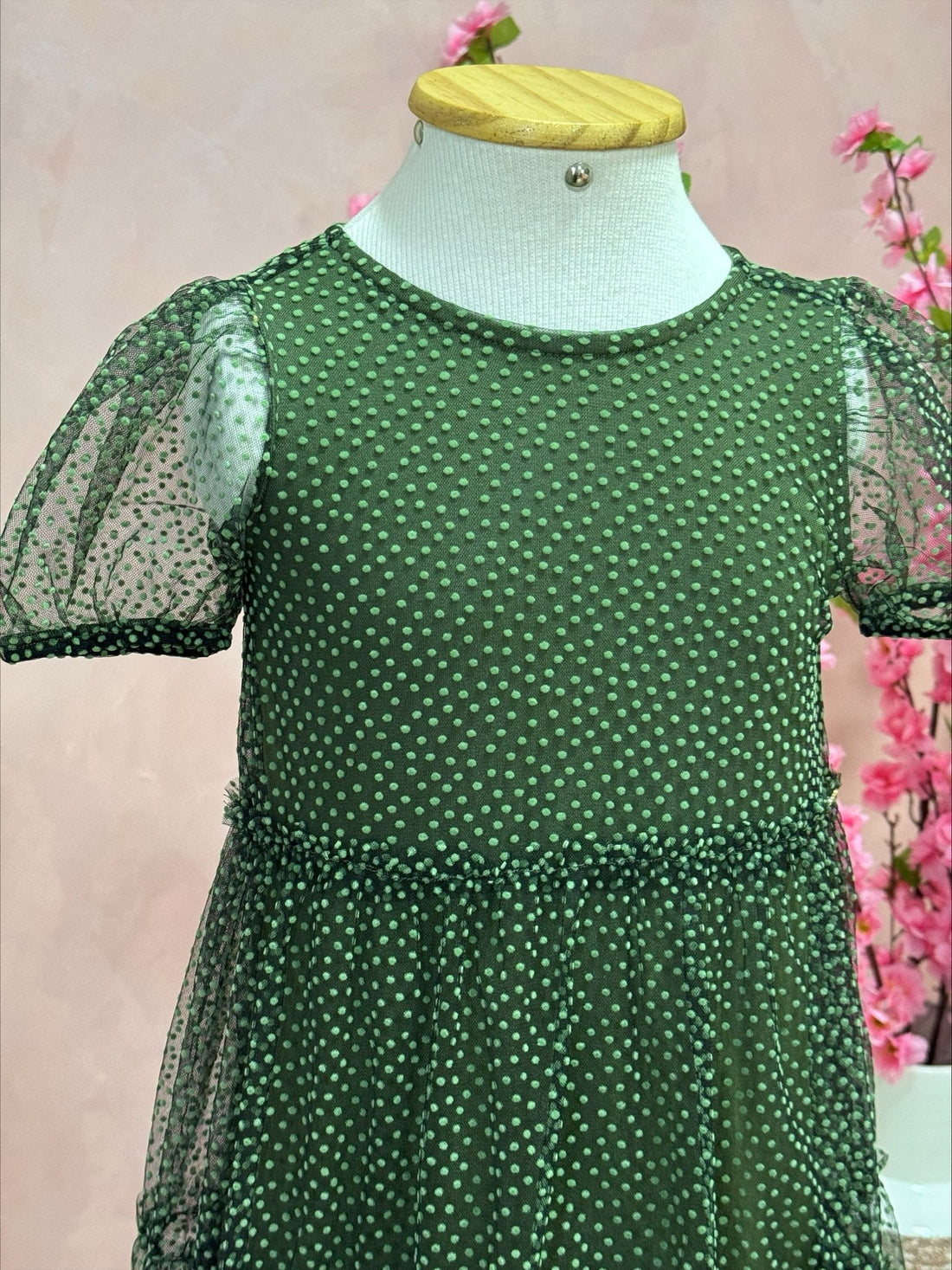 Vestido Infantil Momi Inverno Poá Verde