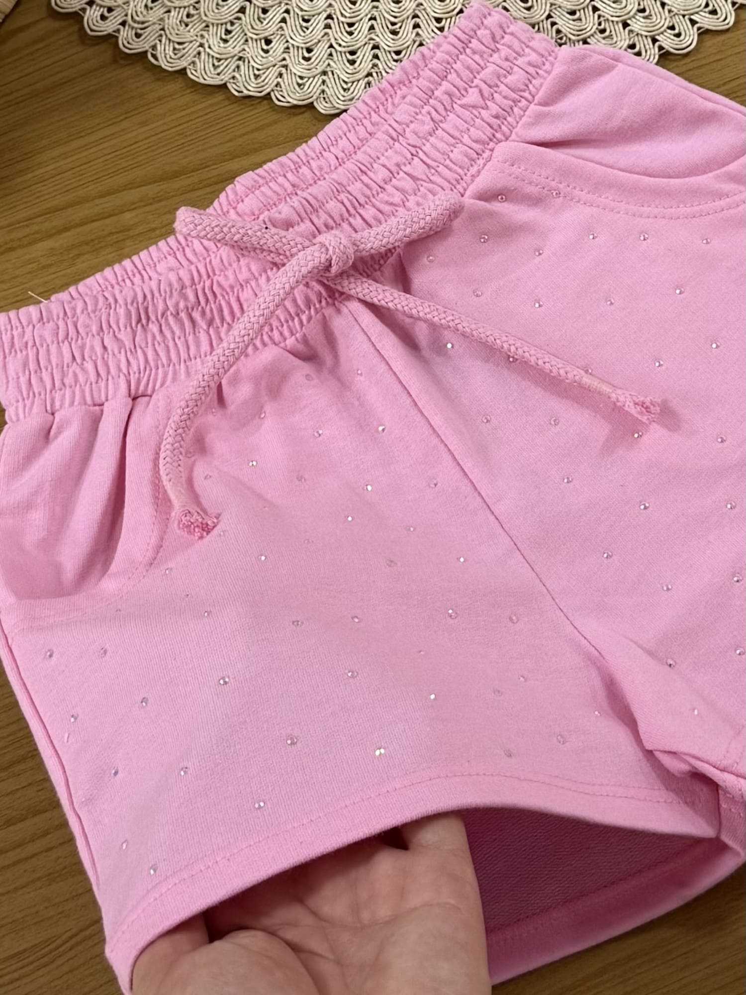 Shorts Infantil Cinti Verão  Rosa com Strass
