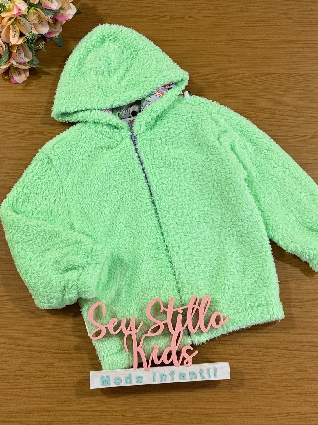 Jaqueta Infantil Kukie Inverno Puffer Panda Lilás