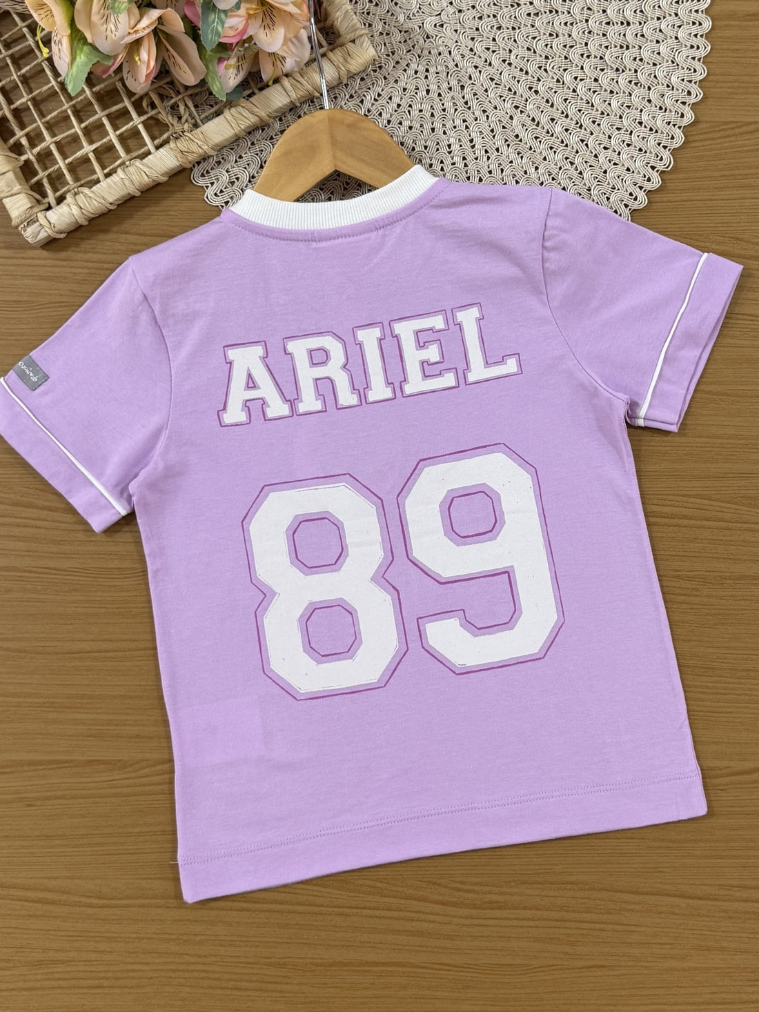 Blusa Infantil Animê Verão Lilás Ariel Disney