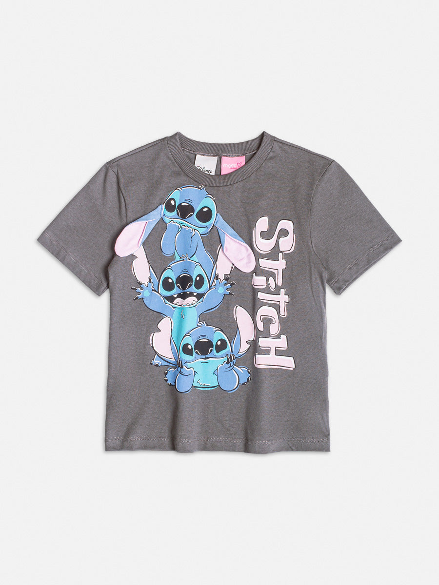 Blusa Infantil Momi Inverno Cinza Stitch com Orelhas