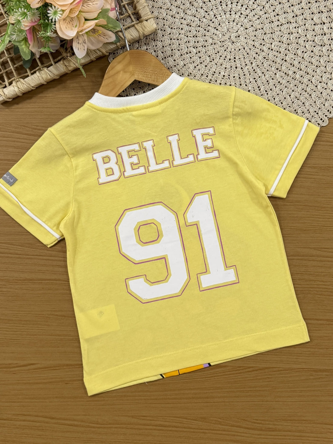 Blusa Infantil Animê Verão Amarela Princesa Bela Disney