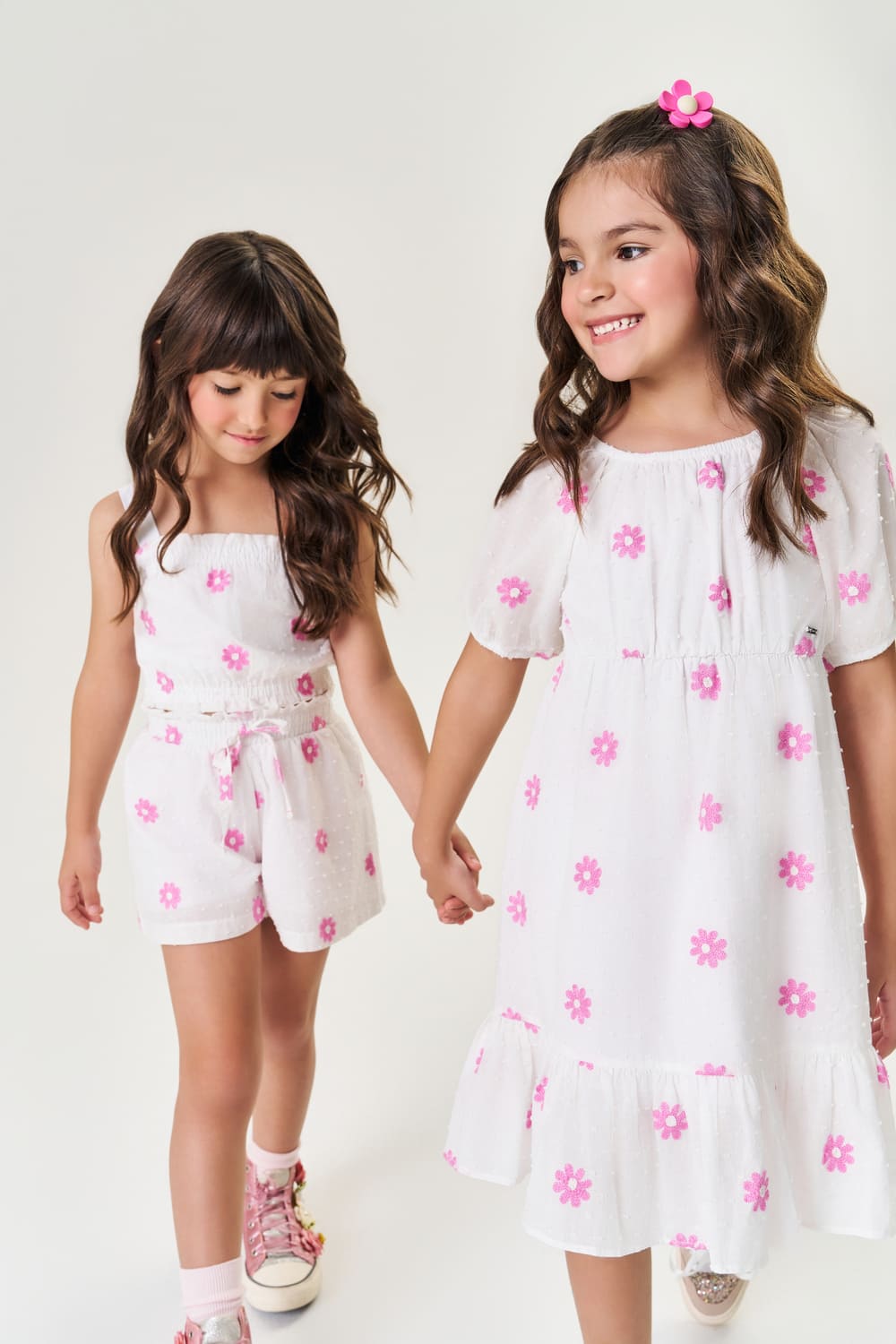 Vestido Infantil Cinti Verão Branco Florzinhas