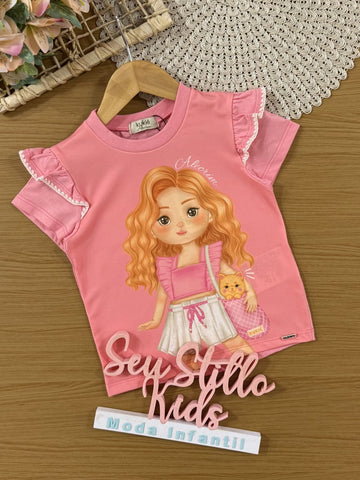 Blusa Infantil Kukiê Verão Rosa Menininha