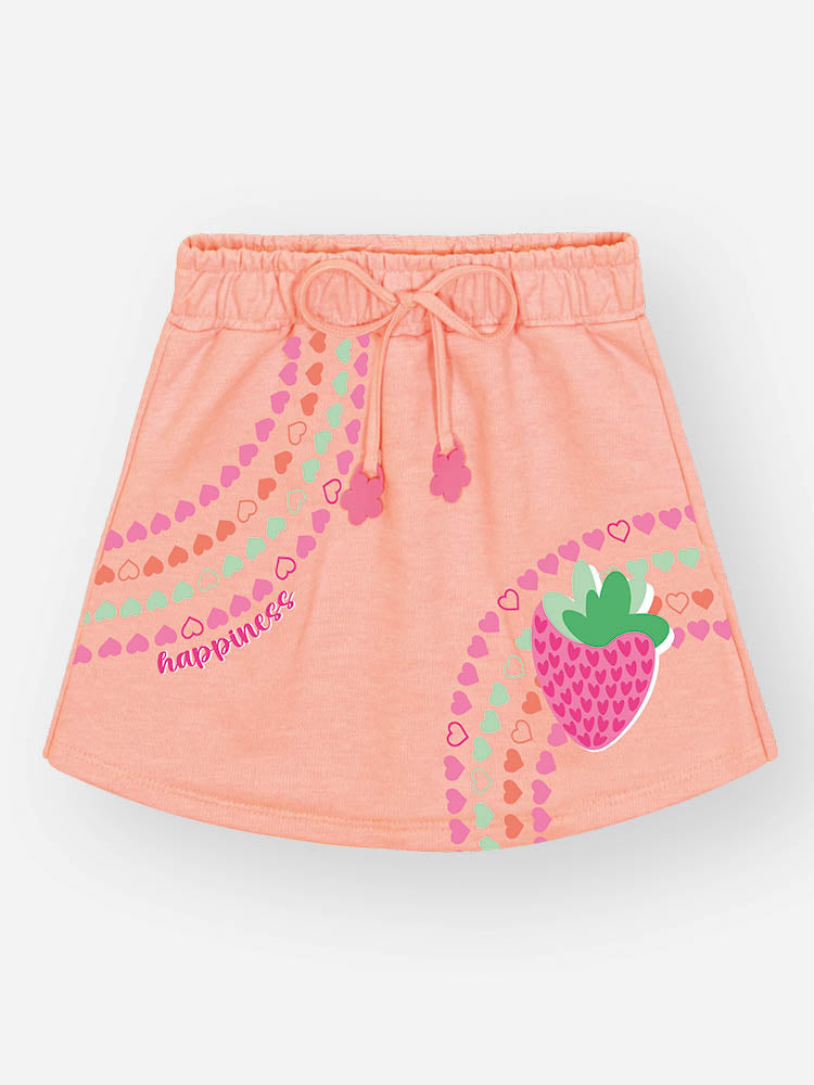 Conjunto Infantil Cinti Verão, Shorts Saia e Regata Laranja com Bolsinha