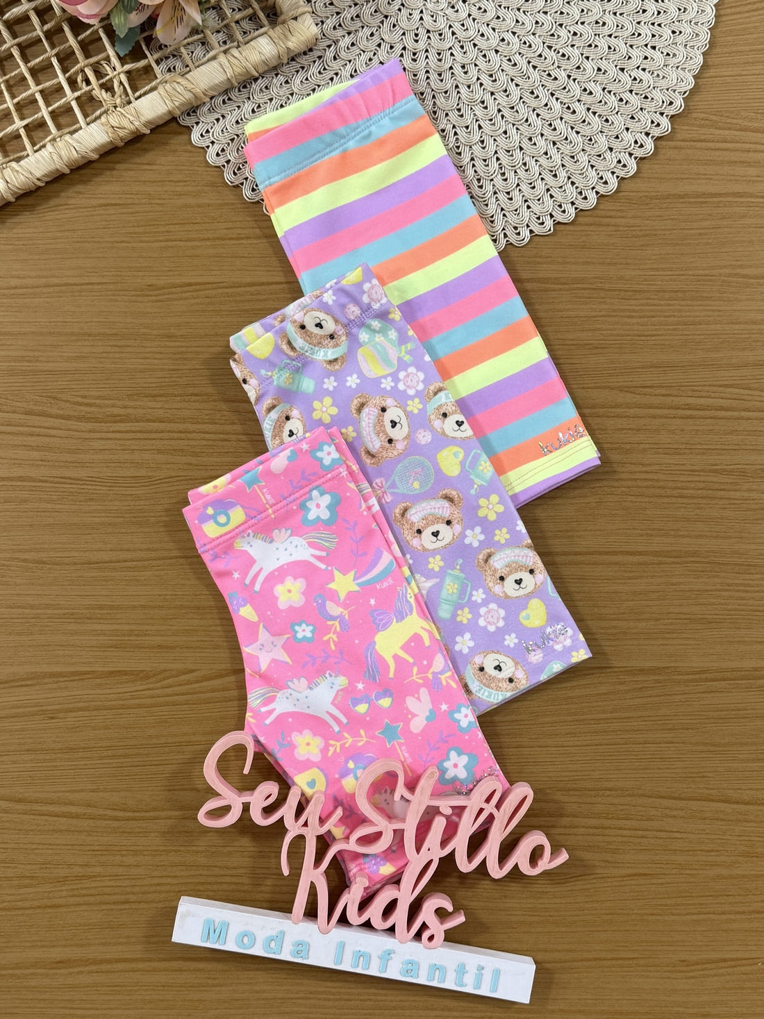 Shorts Infantil Kukiê Verão Ciclista Rosa Unicórnio Florzinha