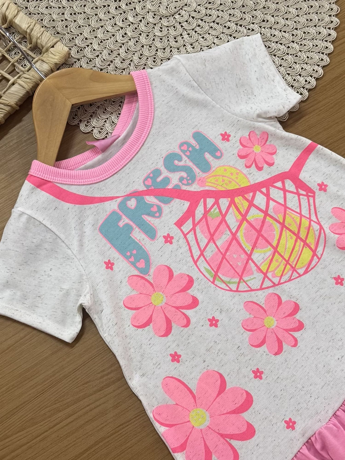 Vestido Infantil Cinti Verão Rosa Frutinha Fresh com Pulseira