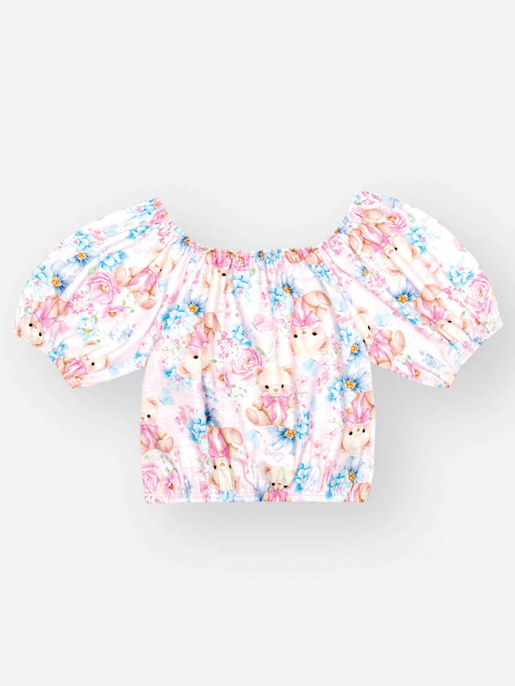 Conjunto Infantil Cinti Verão com Shorts Lacinho e Blusa Rosa Estampada