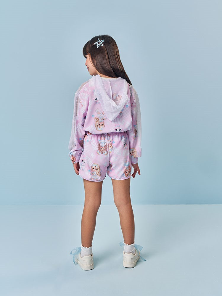 Conjunto Infantil Cinti Verão com Shorts e Jaqueta Rosa Menininha Tênista
