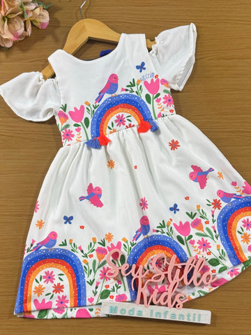 Vestido Infantil Kukie Alecrim Inverno Manga Curta Jardim