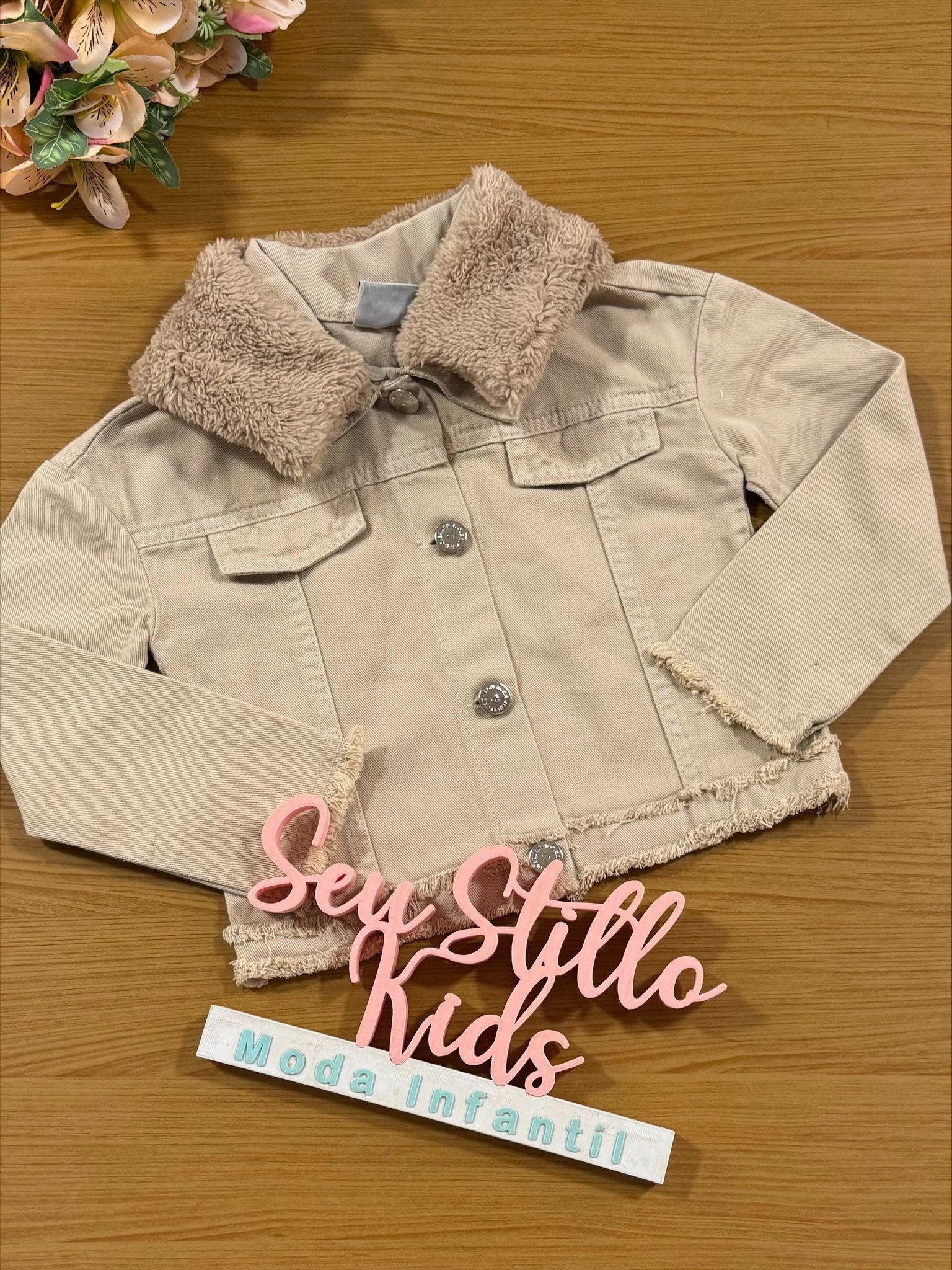 Jaqueta Infantil Kukie Inverno Sarja Bege