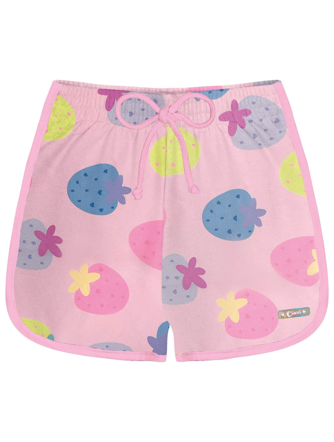 Shorts Infantil Cinti Verão Nylon Rosa Morango