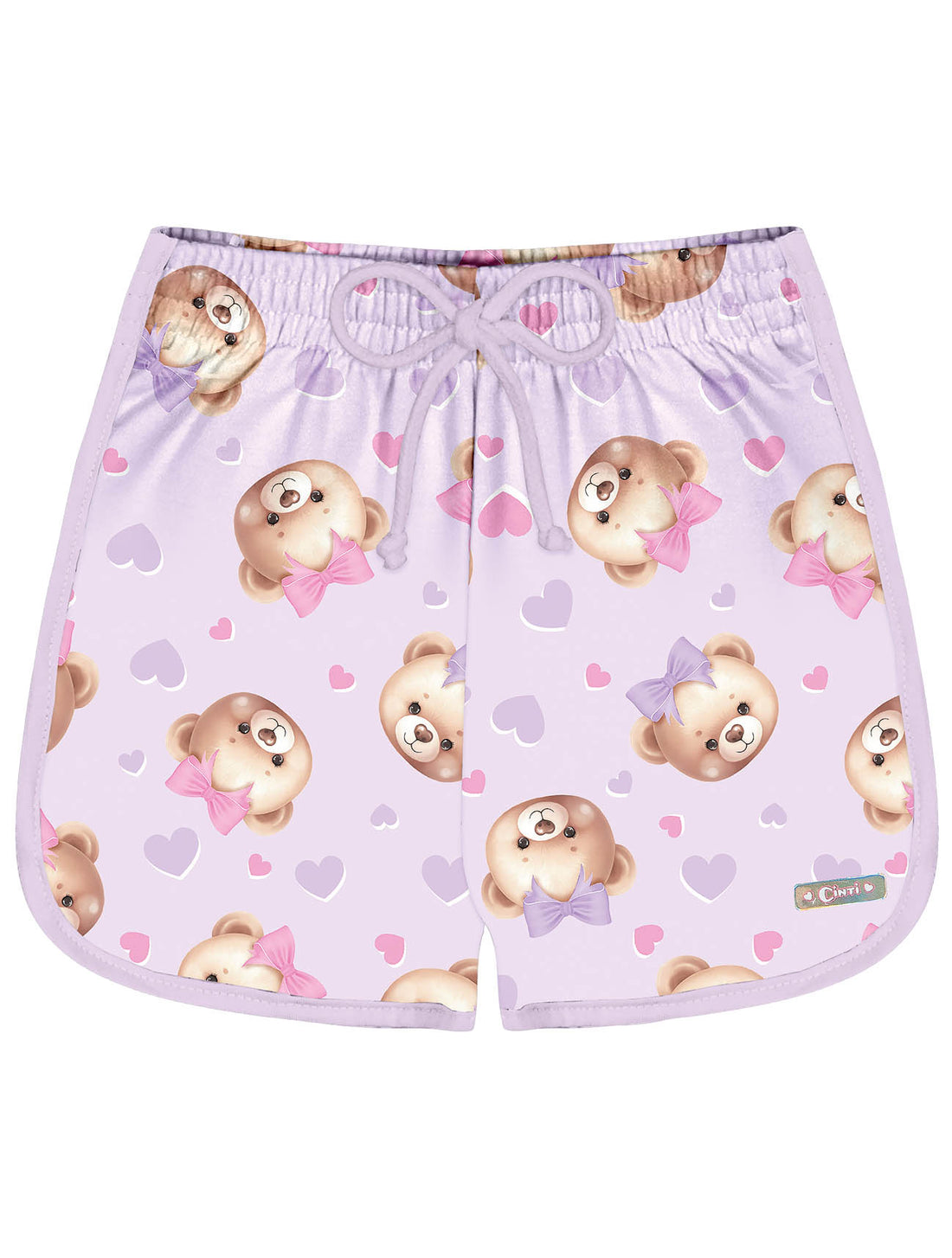 Shorts Infantil Cinti Verão Nylon Lilás Ursinha