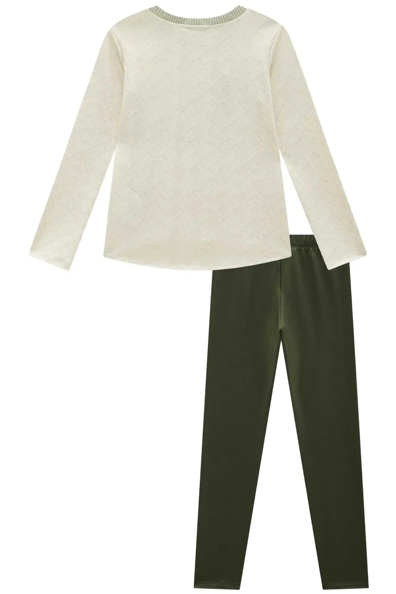 Conjunto Infantil Kukiê Inverno com Calça Legging Verde e Blusa Manga Longa Enjoy