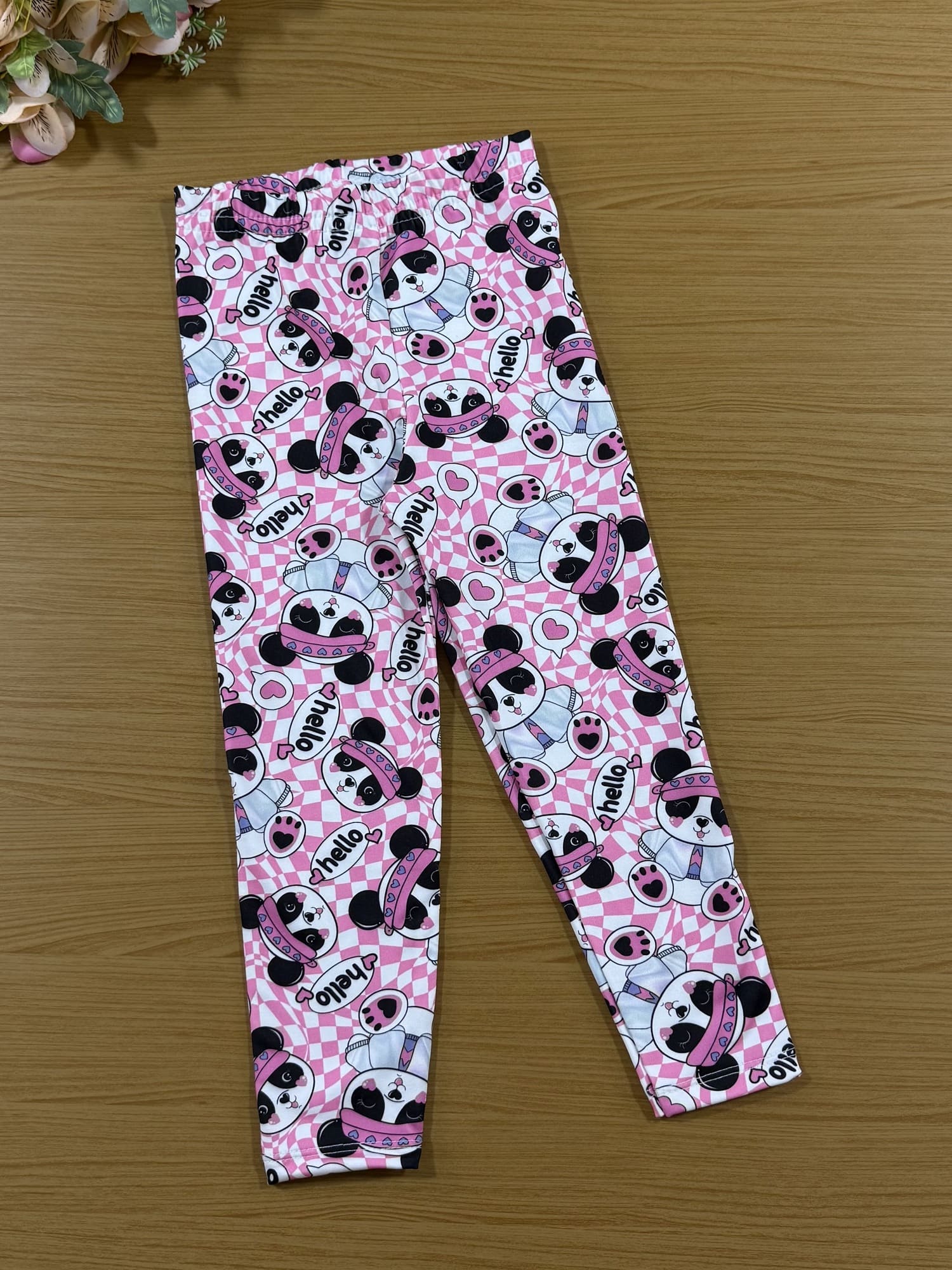 Conjunto Infantil Cinti Inverno Calça Legging e Moletom Flanelado Rosa Panda