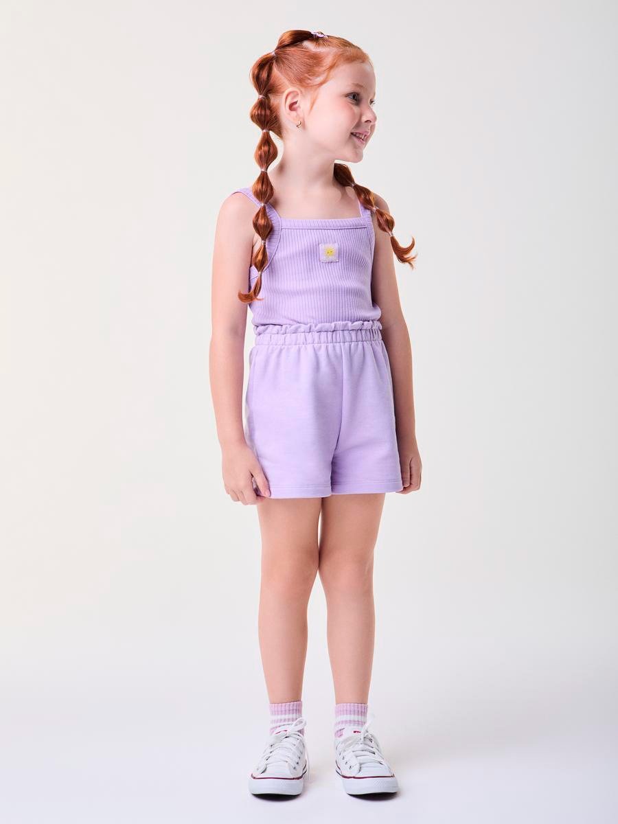 Conjunto Infantil Bimbi Verão com Shorts e Regata Lilás Solzinho