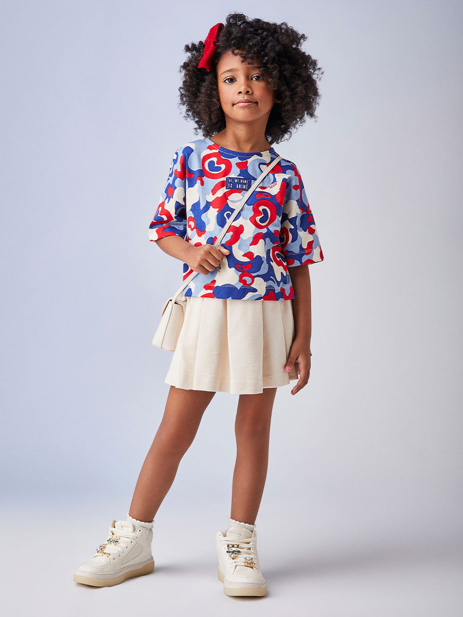 Conjunto Infantil Animê Inverno Shorts Saia e Blusa Colorida