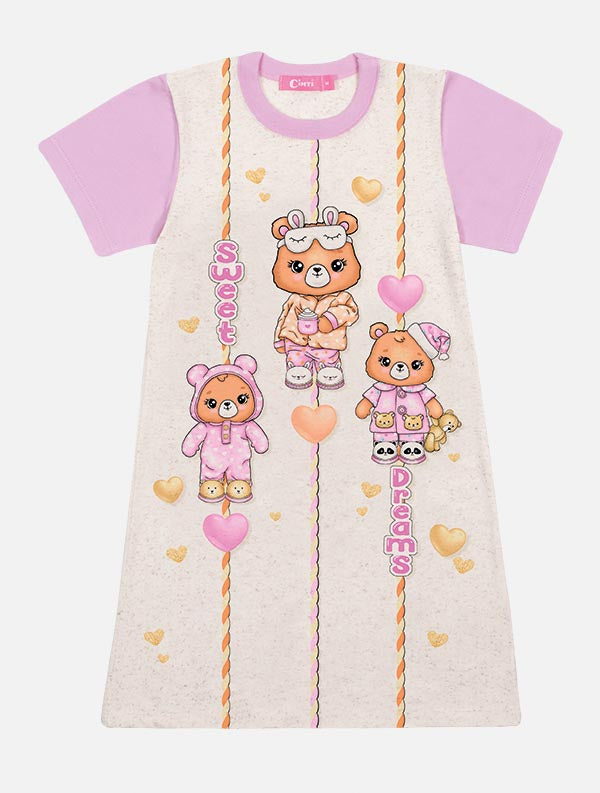 Camisola Infantil Cinti Verão Off White Ursinhos