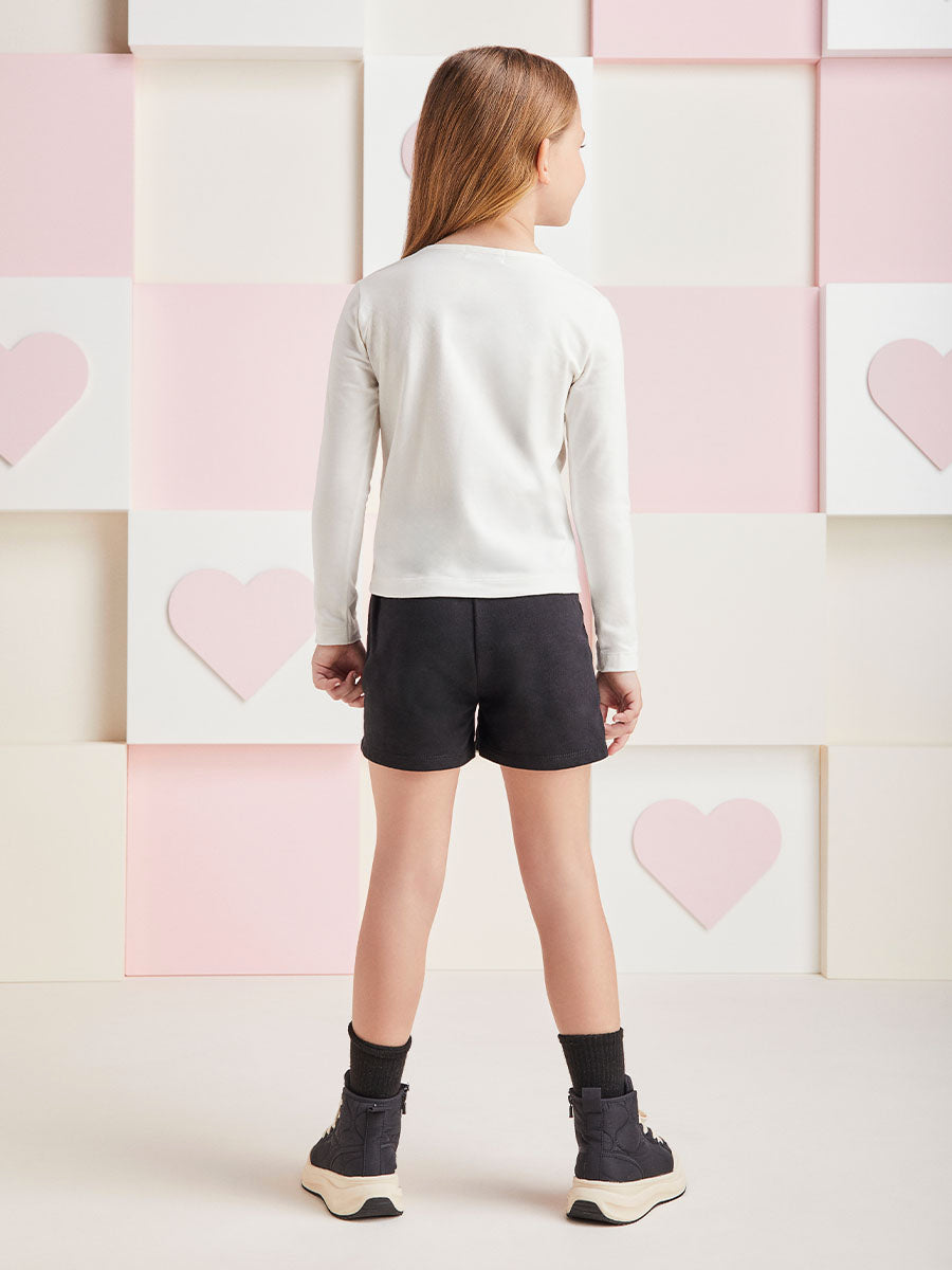 Conjunto Infantil Momi Inverno Shorts Preto e Blusa Margarida Disney