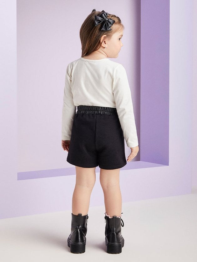 Conjunto Infantil Momi Inverno Short Preto e Blusa 101 Dálmatas
