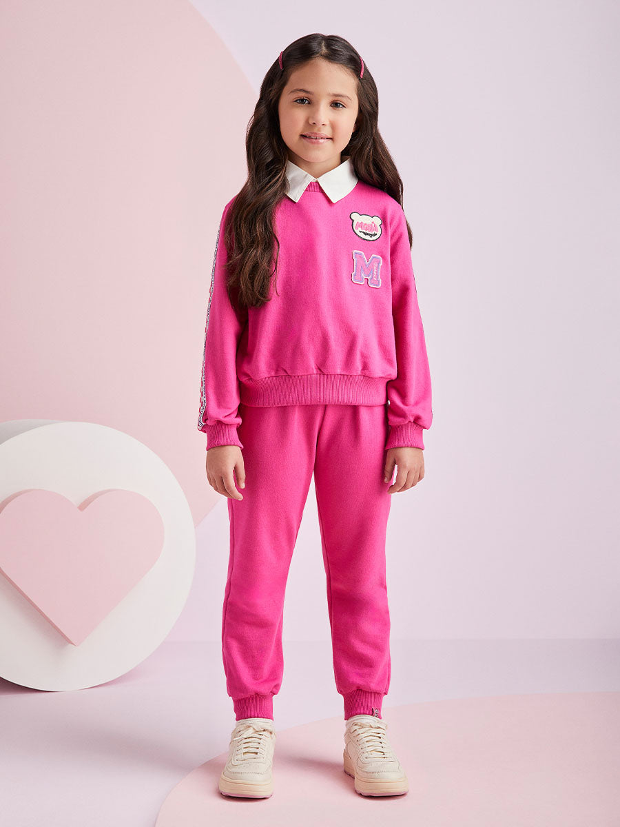 Conjunto Infantil Momi Inverno Calça e Moletom Ursinho Pink