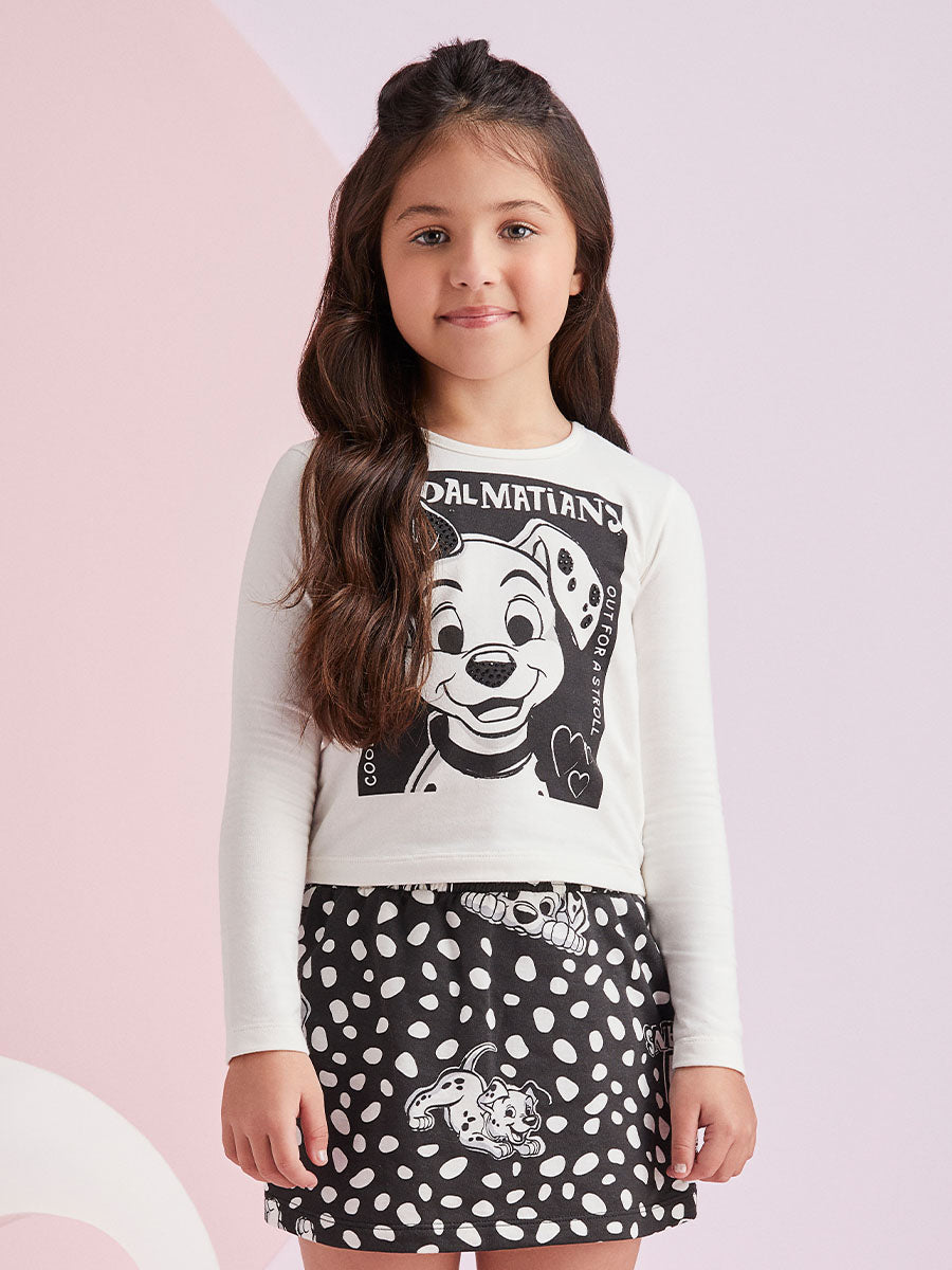 Conjunto Infantil Momi Inverno Shorts Saia e Blusa 101 Dálmatas