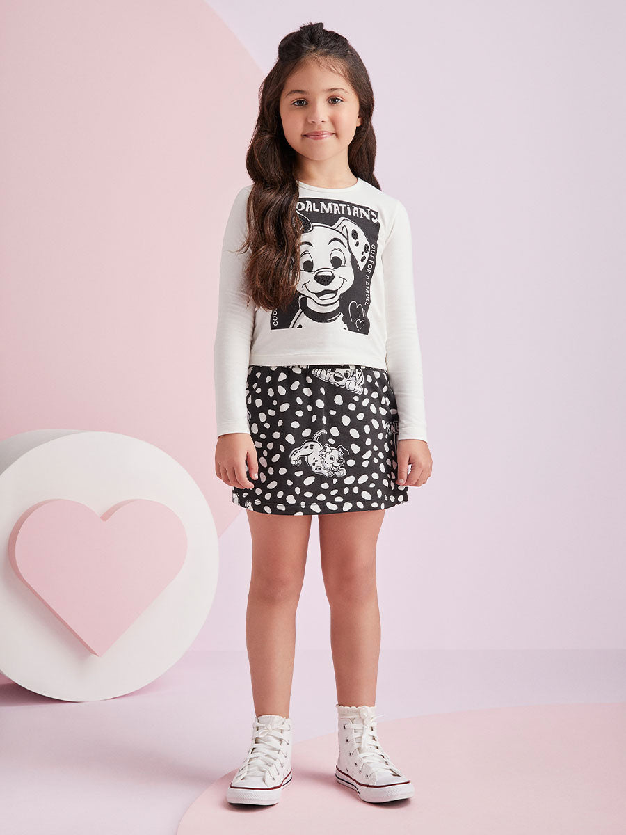 Conjunto Infantil Momi Inverno Shorts Saia e Blusa 101 Dálmatas