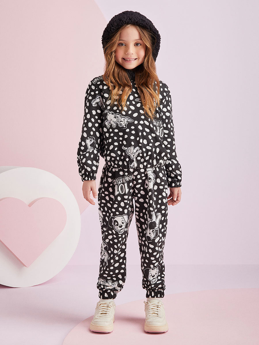 Conjunto Infantil Momi Inverno Calça e Moletom Sem Flanela 101 Dálmatas Disney