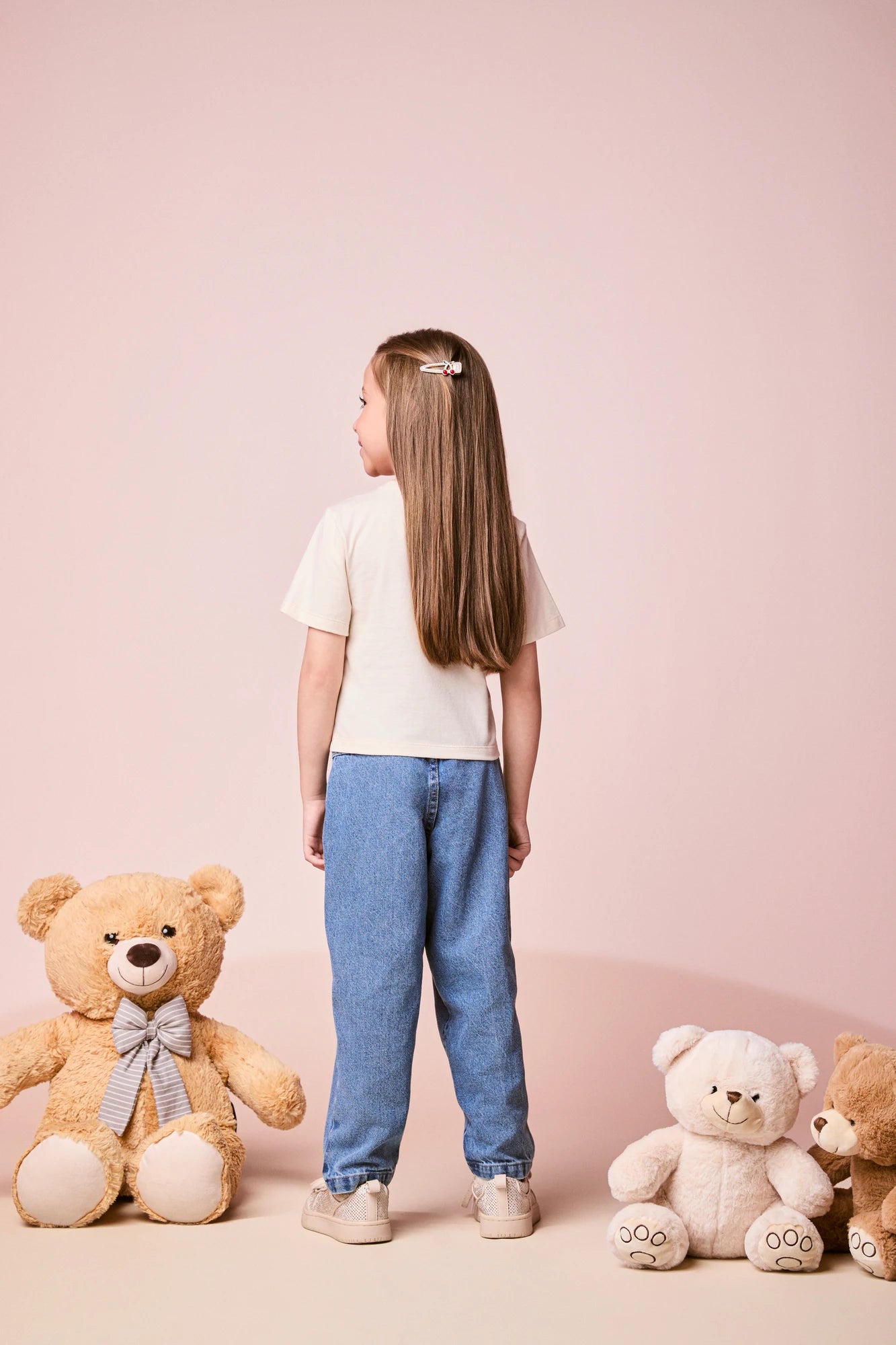 Blusa Infantil Momi Inverno Manga Curta Bege Daisy Duck Cerejinha Disney