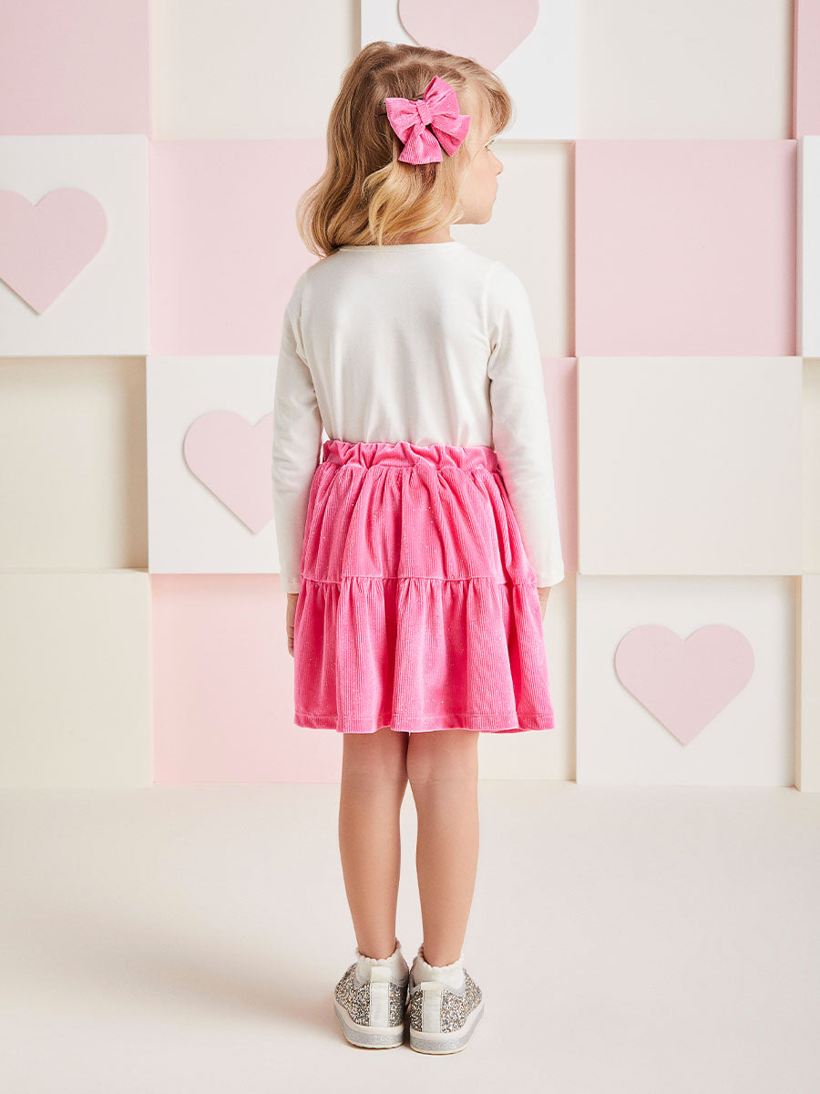 Conjunto Infantil Momi Inverno Saia Rosa e Blusa Fashion