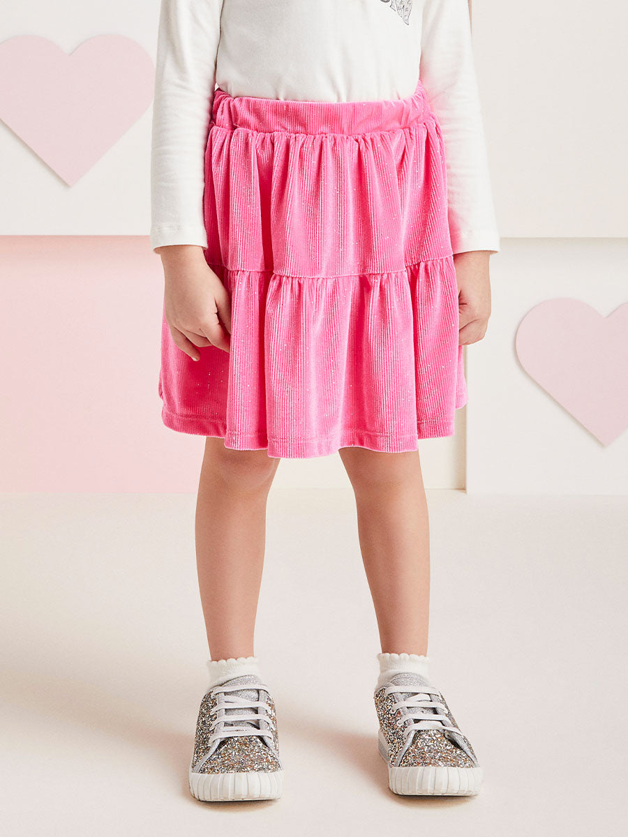 Conjunto Infantil Momi Inverno Saia Rosa e Blusa Fashion