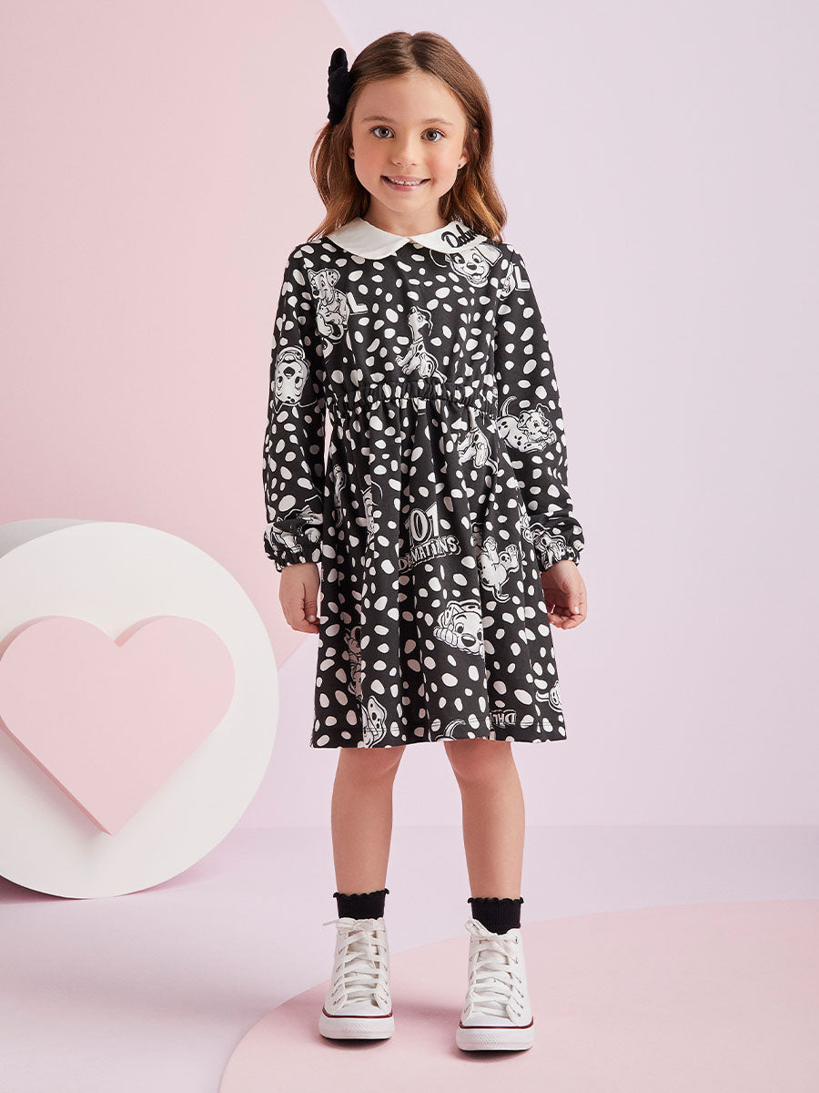 Vestido Infantil Momi Inverno 101 Dálmatas Disney