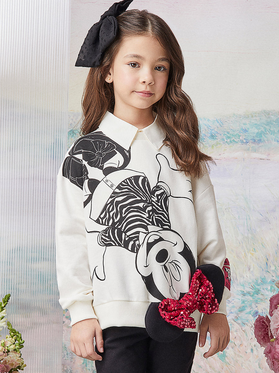 Conjunto Infantil Animê Inverno com Legging e Moletom Minnie Laço Disney